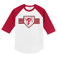 Philadelphia Phillies Tiny Turnip Youth Base Stripe 3/4-Sleeve Raglan T-Shirt - MLB