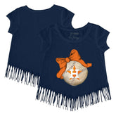 Houston Astros Tiny Turnip Girls Youth Baseball Bow Fringe T-Shirt - MLB