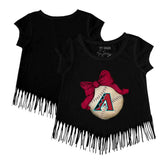 Arizona Diamondbacks Tiny Turnip Girls Youth Baseball Bow Fringe T-Shirt - MLB