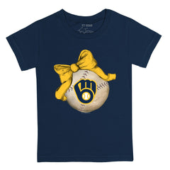 Milwaukee Brewers Tiny Turnip Youth Baseball Bow T-Shirt - MLB