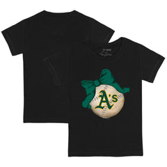 Athletics Tiny Turnip Youth Baseball Bow T-Shirt - MLB
