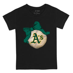 Athletics Tiny Turnip Youth Baseball Bow T-Shirt - MLB