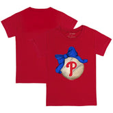 Philadelphia Phillies Tiny Turnip Youth Baseball Bow T-Shirt - MLB