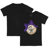 Colorado Rockies Tiny Turnip Youth Baseball Bow T-Shirt - MLB