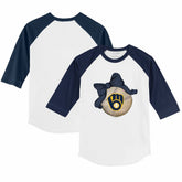 Milwaukee Brewers Tiny Turnip Youth Baseball Bow 3/4-Sleeve Raglan T-Shirt - MLB