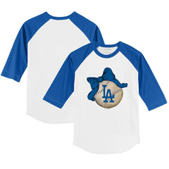 Los Angeles Dodgers Tiny Turnip Youth Baseball Bow 3/4-Sleeve Raglan T-Shirt - MLB