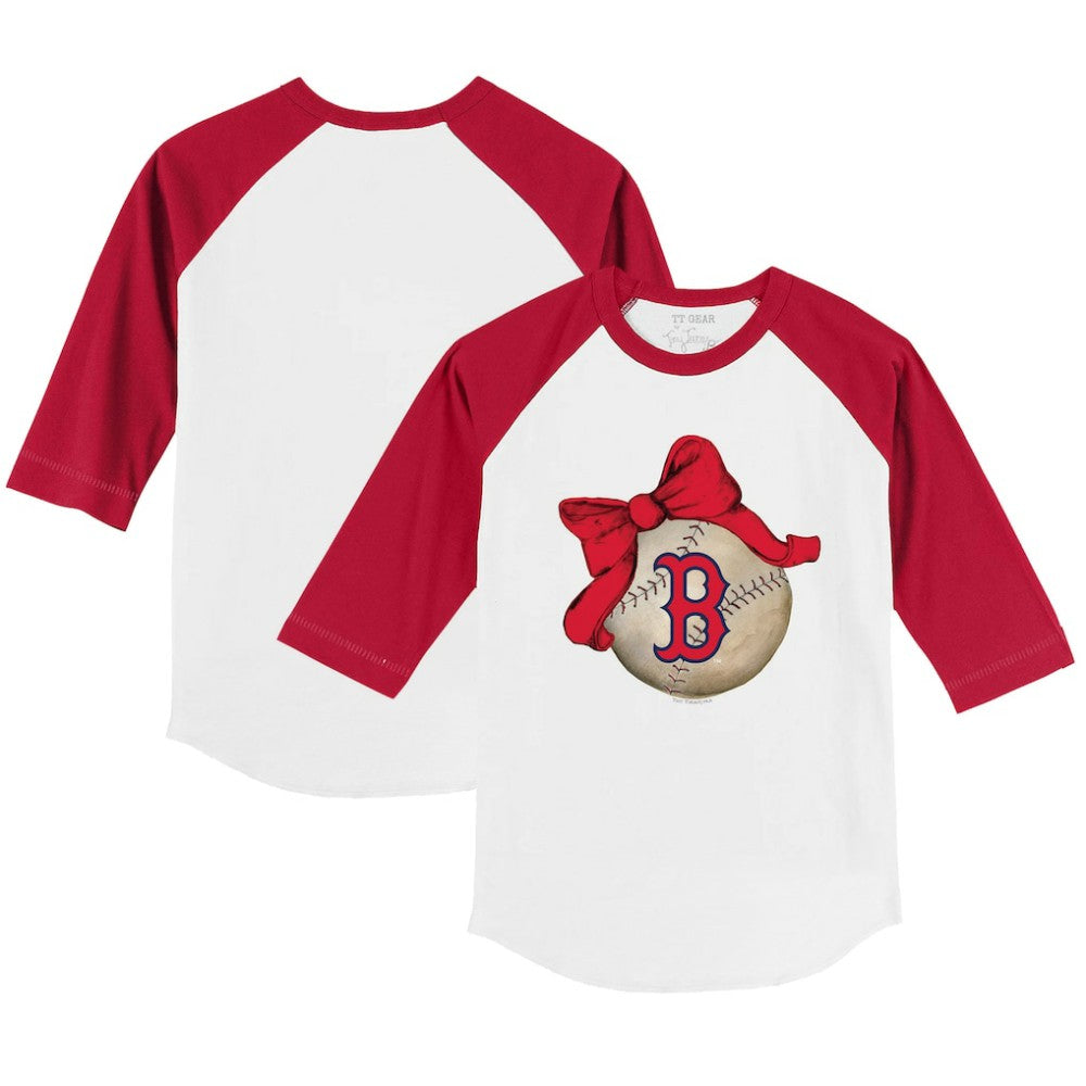 Boston Red Sox Tiny Turnip Youth Baseball Bow 3/4-Sleeve Raglan T-Shirt - MLB