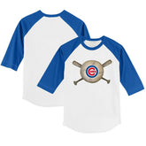 Chicago Cubs Tiny Turnip Youth Baseball Cross Bats 3/4-Sleeve Raglan T-Shirt - MLB