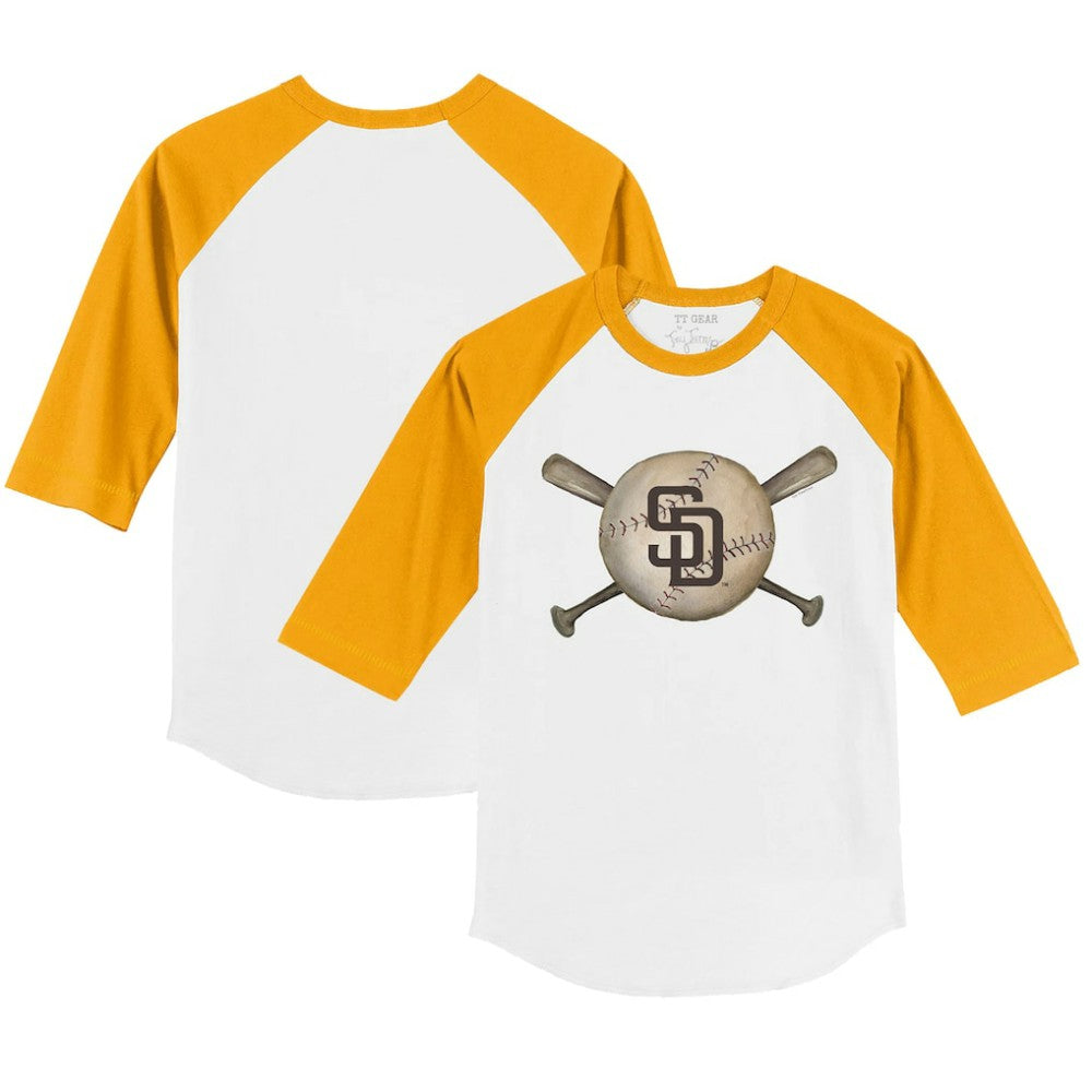 San Diego Padres Tiny Turnip Youth Baseball Cross Bats 3/4-Sleeve Raglan T-Shirt - MLB