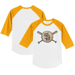 San Diego Padres Tiny Turnip Youth Baseball Cross Bats 3/4-Sleeve Raglan T-Shirt - MLB