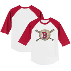 Boston Red Sox Tiny Turnip Youth Baseball Cross Bats 3/4-Sleeve Raglan T-Shirt - MLB