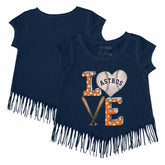 Houston Astros Tiny Turnip Girls Youth Baseball Love Fringe T-Shirt - MLB