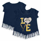 Milwaukee Brewers Tiny Turnip Girls Youth Baseball Love Fringe T-Shirt - MLB