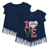 Cleveland Guardians Tiny Turnip Girls Youth Baseball Love Fringe T-Shirt - MLB