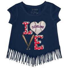 Cleveland Guardians Tiny Turnip Girls Youth Baseball Love Fringe T-Shirt - MLB