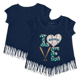 Seattle Mariners Tiny Turnip Girls Youth Baseball Love Fringe T-Shirt - MLB