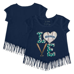 Seattle Mariners Tiny Turnip Girls Youth Baseball Love Fringe T-Shirt - MLB