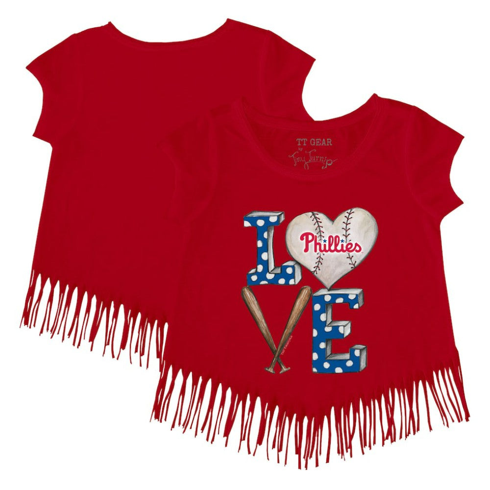 Philadelphia Phillies Tiny Turnip Girls Youth Baseball Love Fringe T-Shirt - MLB