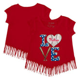 Philadelphia Phillies Tiny Turnip Girls Youth Baseball Love Fringe T-Shirt - MLB
