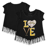Pittsburgh Pirates Tiny Turnip Girls Youth Baseball Love Fringe T-Shirt - MLB