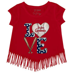 St. Louis Cardinals Tiny Turnip Girls Youth Baseball Love Fringe T-Shirt - MLB