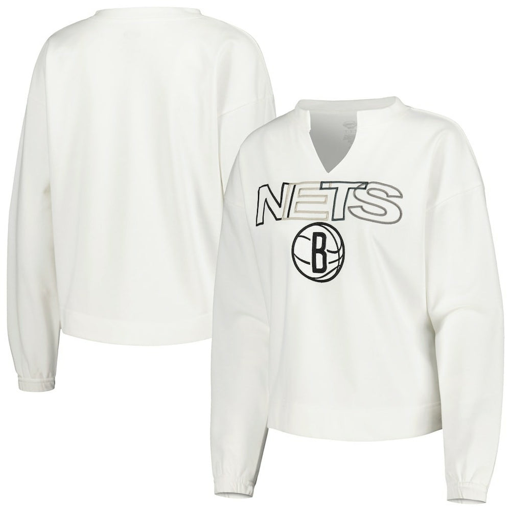 Brooklyn Nets Concepts Sport Women's Sunray Notch Neck Long Sleeve Top White - NBA