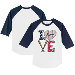 Atlanta Braves Tiny Turnip Youth Baseball Love 3/4-Sleeve Raglan T-Shirt - MLB