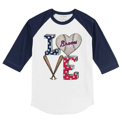 Atlanta Braves Tiny Turnip Youth Baseball Love 3/4-Sleeve Raglan T-Shirt - MLB