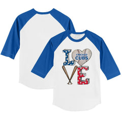 Chicago Cubs Tiny Turnip Youth Baseball Love 3/4-Sleeve Raglan T-Shirt - MLB
