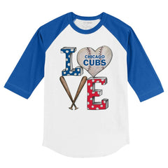 Chicago Cubs Tiny Turnip Youth Baseball Love 3/4-Sleeve Raglan T-Shirt - MLB