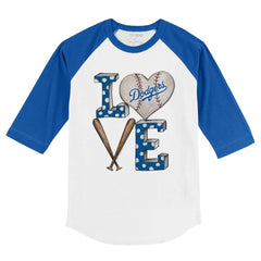 Los Angeles Dodgers Tiny Turnip Youth Baseball Love 3/4-Sleeve Raglan T-Shirt - MLB