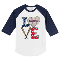 Cleveland Guardians Tiny Turnip Youth Baseball Love 3/4-Sleeve Raglan T-Shirt - MLB