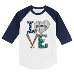 Seattle Mariners Tiny Turnip Youth Baseball Love 3/4-Sleeve Raglan T-Shirt - MLB