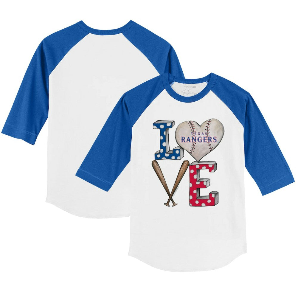 Texas Rangers Tiny Turnip Youth Baseball Love 3/4-Sleeve Raglan T-Shirt - MLB