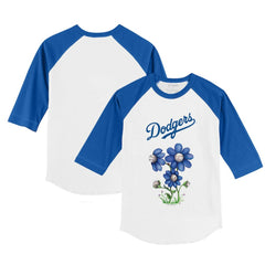 Los Angeles Dodgers Tiny Turnip Youth Blooming Baseballs 3/4-Sleeve Raglan T-Shirt - MLB