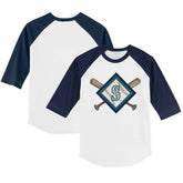 Seattle Mariners Tiny Turnip Youth Diamond Cross Bats 3/4-Sleeve Raglan T-Shirt - MLB