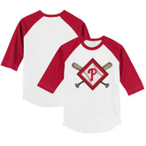 Philadelphia Phillies Tiny Turnip Youth Diamond Cross Bats 3/4-Sleeve Raglan T-Shirt - MLB