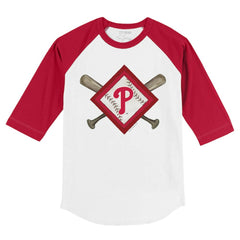 Philadelphia Phillies Tiny Turnip Youth Diamond Cross Bats 3/4-Sleeve Raglan T-Shirt - MLB