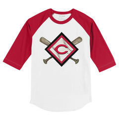 Cincinnati Reds Tiny Turnip Youth Diamond Cross Bats 3/4-Sleeve Raglan T-Shirt - MLB