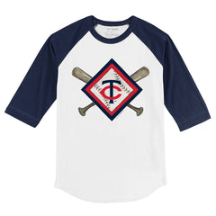 Minnesota Twins Tiny Turnip Youth Diamond Cross Bats 3/4-Sleeve Raglan T-Shirt - MLB