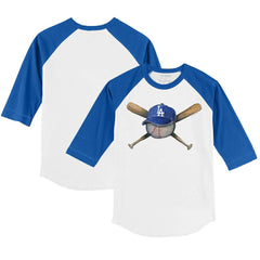 Los Angeles Dodgers Tiny Turnip Youth Hat Crossbats 3/4-Sleeve Raglan T-Shirt - MLB