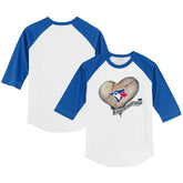 Toronto Blue Jays Tiny Turnip Youth Heart Banner 3/4-Sleeve Raglan T-Shirt - MLB