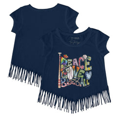 Tampa Bay Rays Tiny Turnip Girls Youth Peace Love Baseball Fringe T-Shirt - MLB