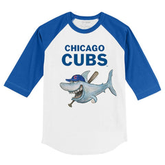Chicago Cubs Tiny Turnip Youth Shark 3/4-Sleeve Raglan T-Shirt - MLB
