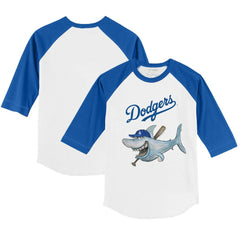 Los Angeles Dodgers Tiny Turnip Youth Shark 3/4-Sleeve Raglan T-Shirt - MLB