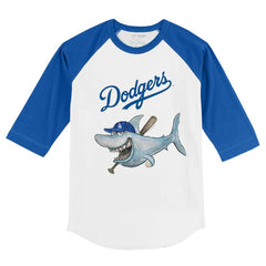Los Angeles Dodgers Tiny Turnip Youth Shark 3/4-Sleeve Raglan T-Shirt - MLB