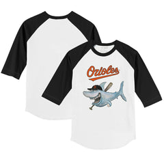 Baltimore Orioles Tiny Turnip Youth Shark 3/4-Sleeve Raglan T-Shirt - MLB