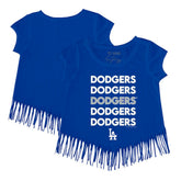 Los Angeles Dodgers Tiny Turnip Girls Youth Stacked Fringe T-Shirt - MLB