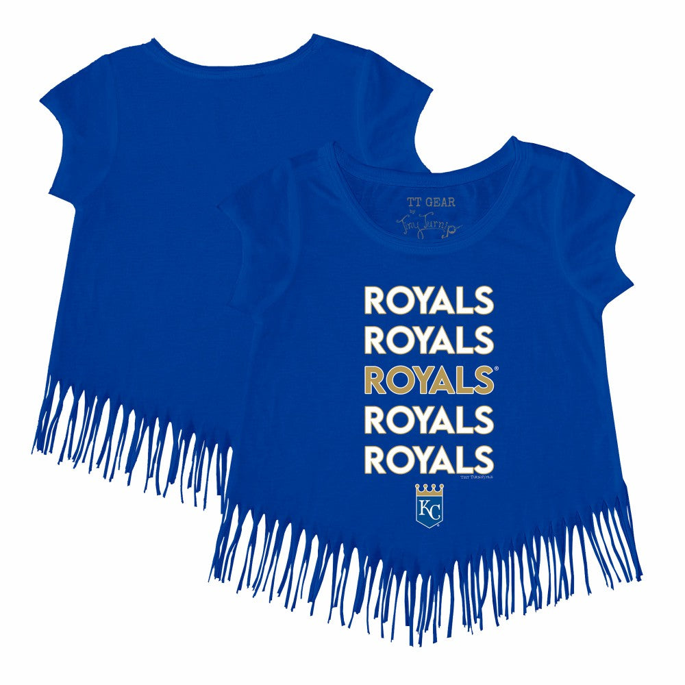 Kansas City Royals Tiny Turnip Girls Youth Stacked Fringe T-Shirt - MLB