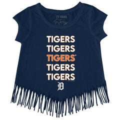 Detroit Tigers Tiny Turnip Girls Youth Stacked Fringe T-Shirt - MLB